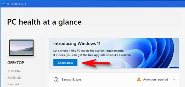 Windows 11 System Requirements Health Check